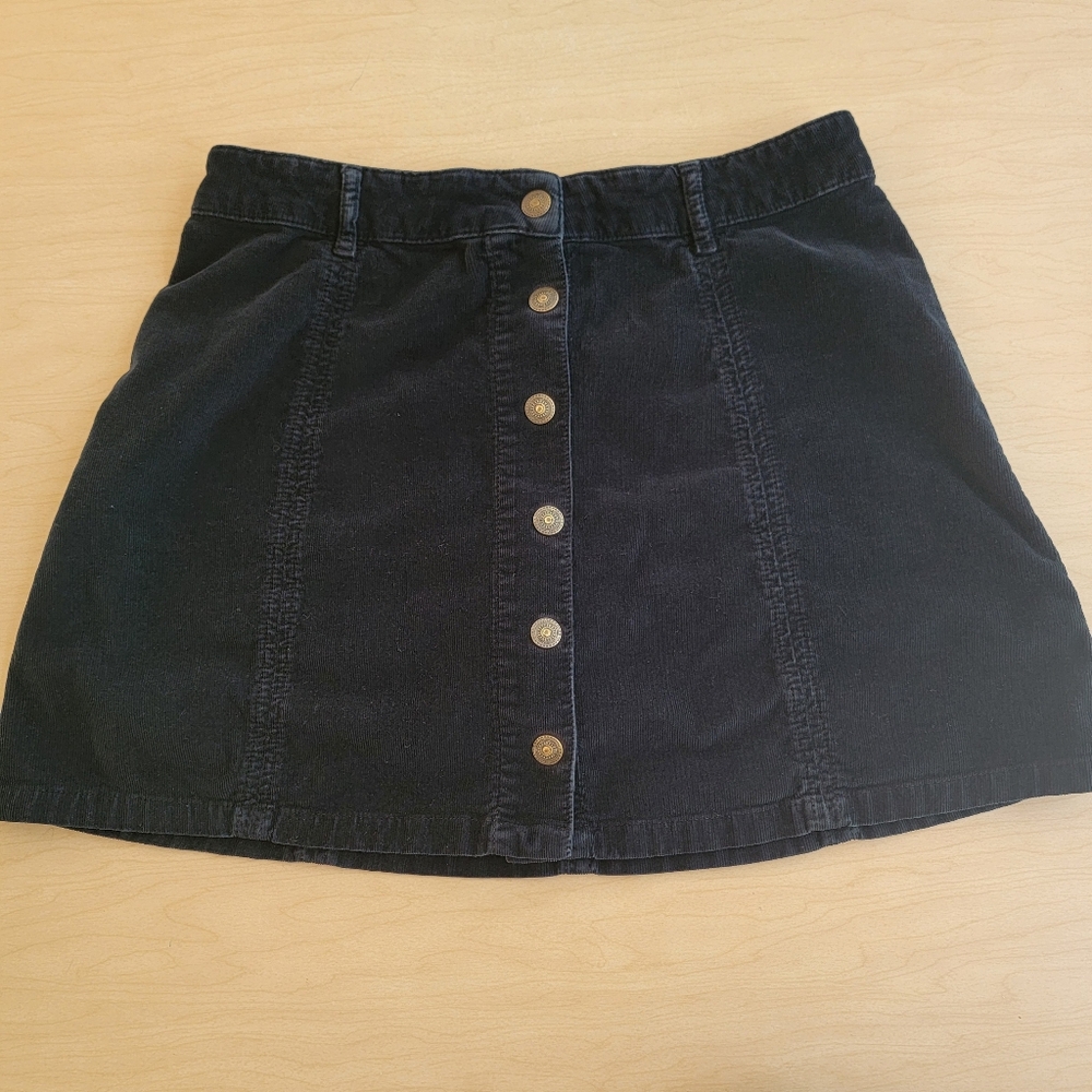 American Eagle Outfitters Navy Blue Courdoroy Mini Skirt With Buttons Size 10